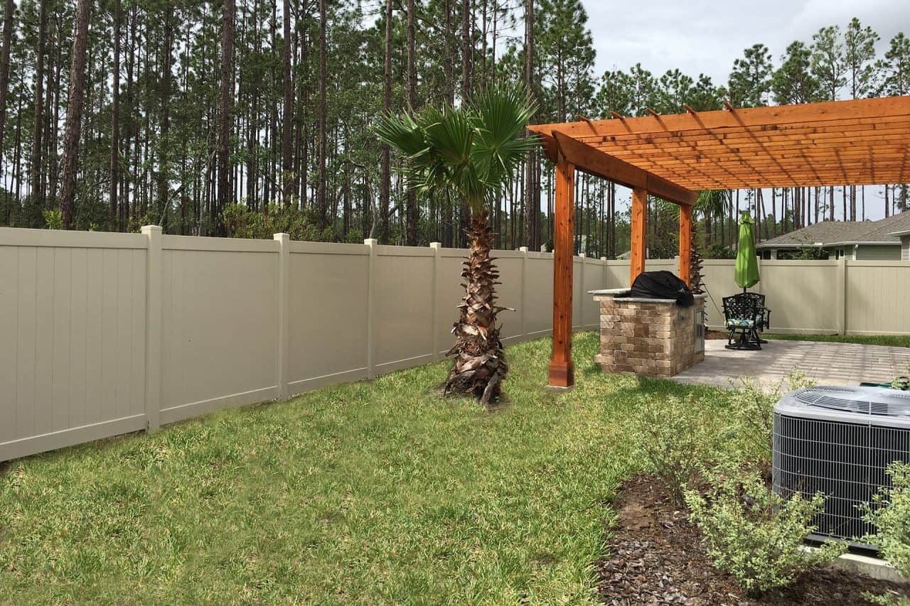 Tan Vinyl Privacy Fence