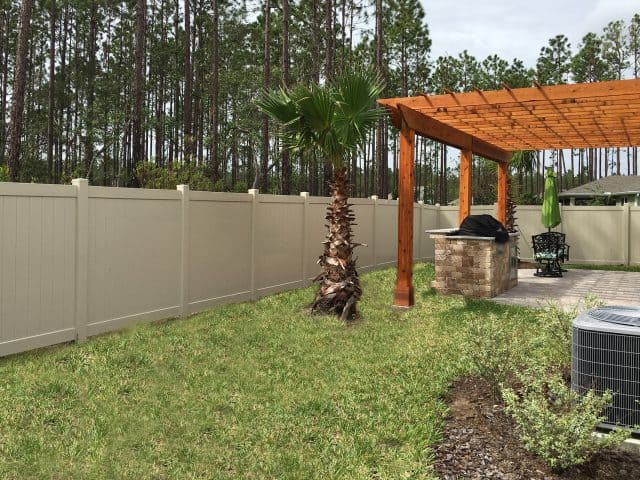 Tan Vinyl Privacy Fence