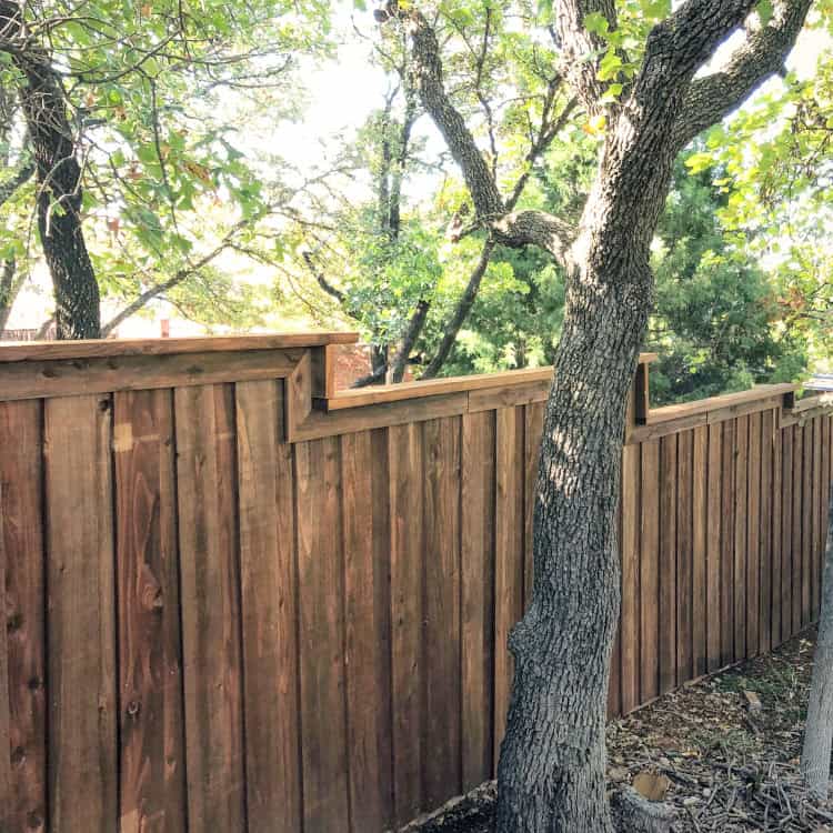 fence installation Verona dark stained wood fence