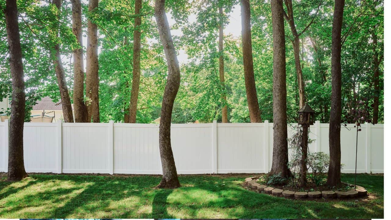white vinyl fence